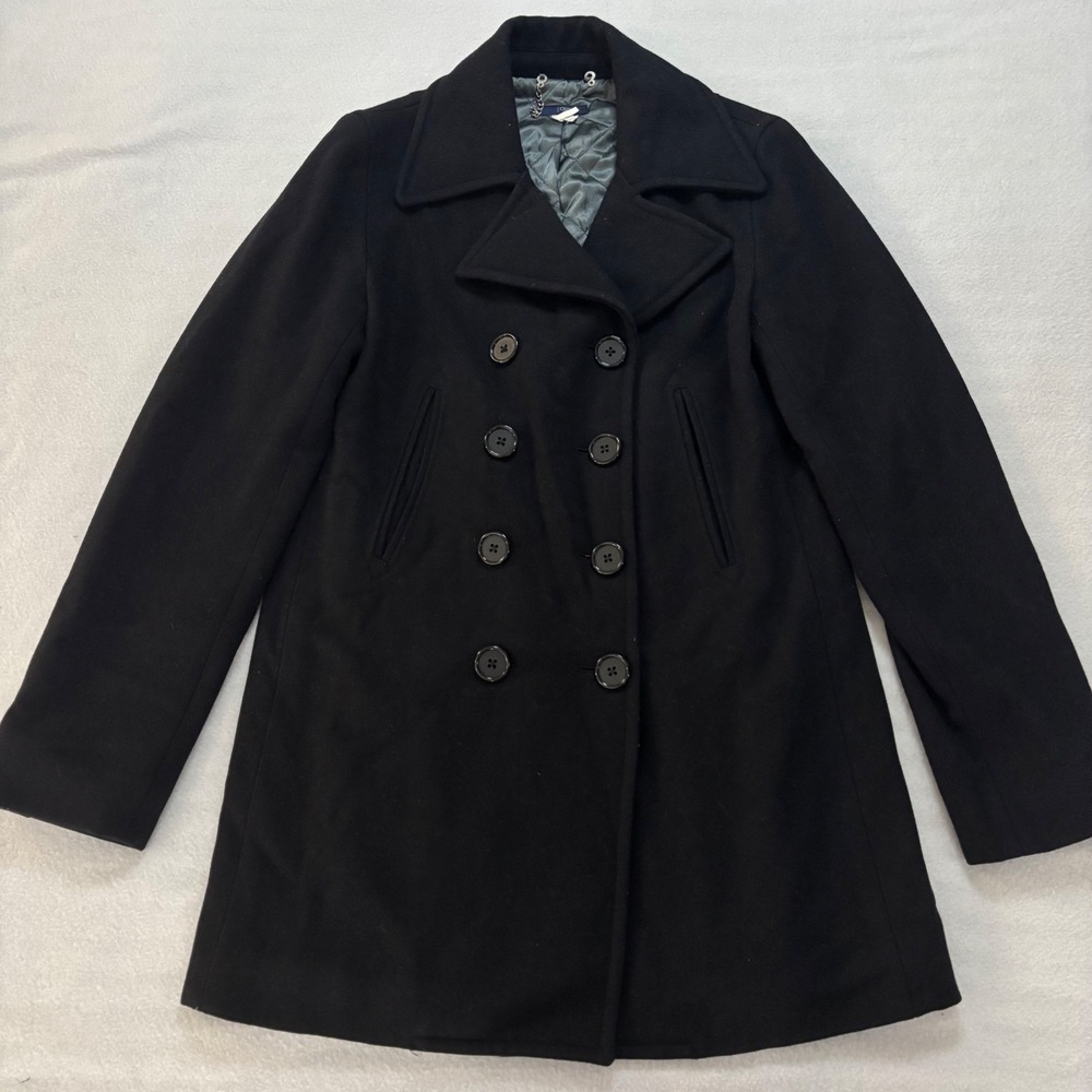 J.Crew Womens Black Thinsulate Insulated Wool Pea Coat Style 61419 XS